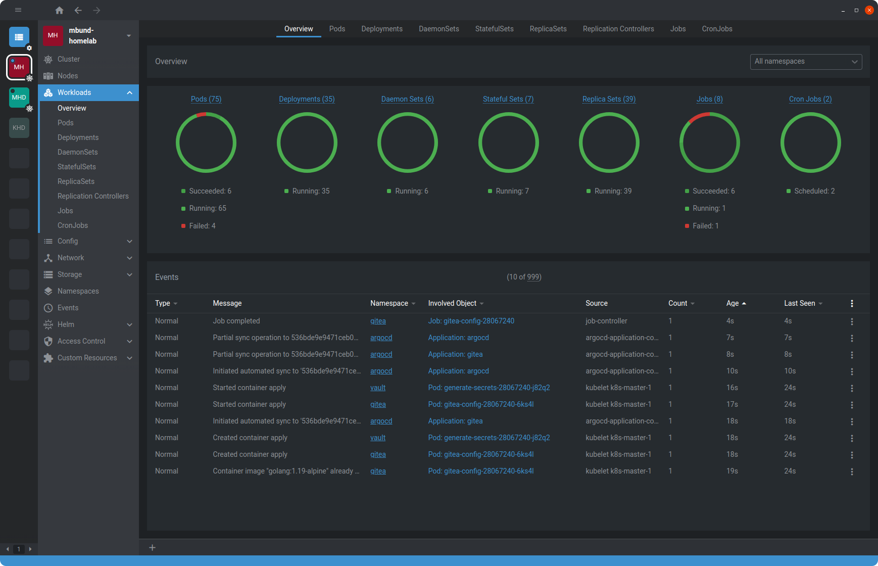 Lens (Kubernetes dashboard screenshot)